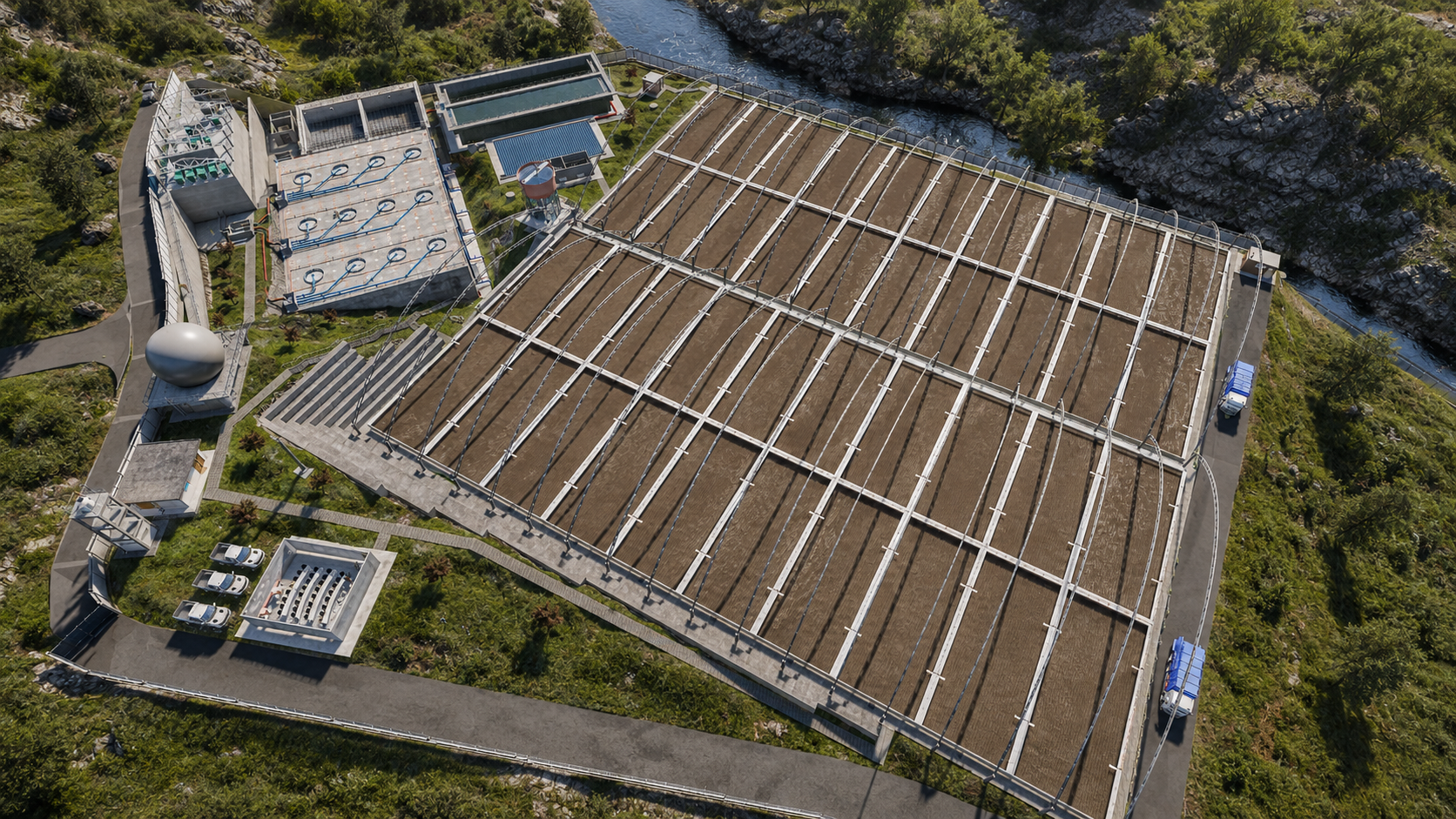PTAR Chota — vista general del modelo BIM en Twinmotion