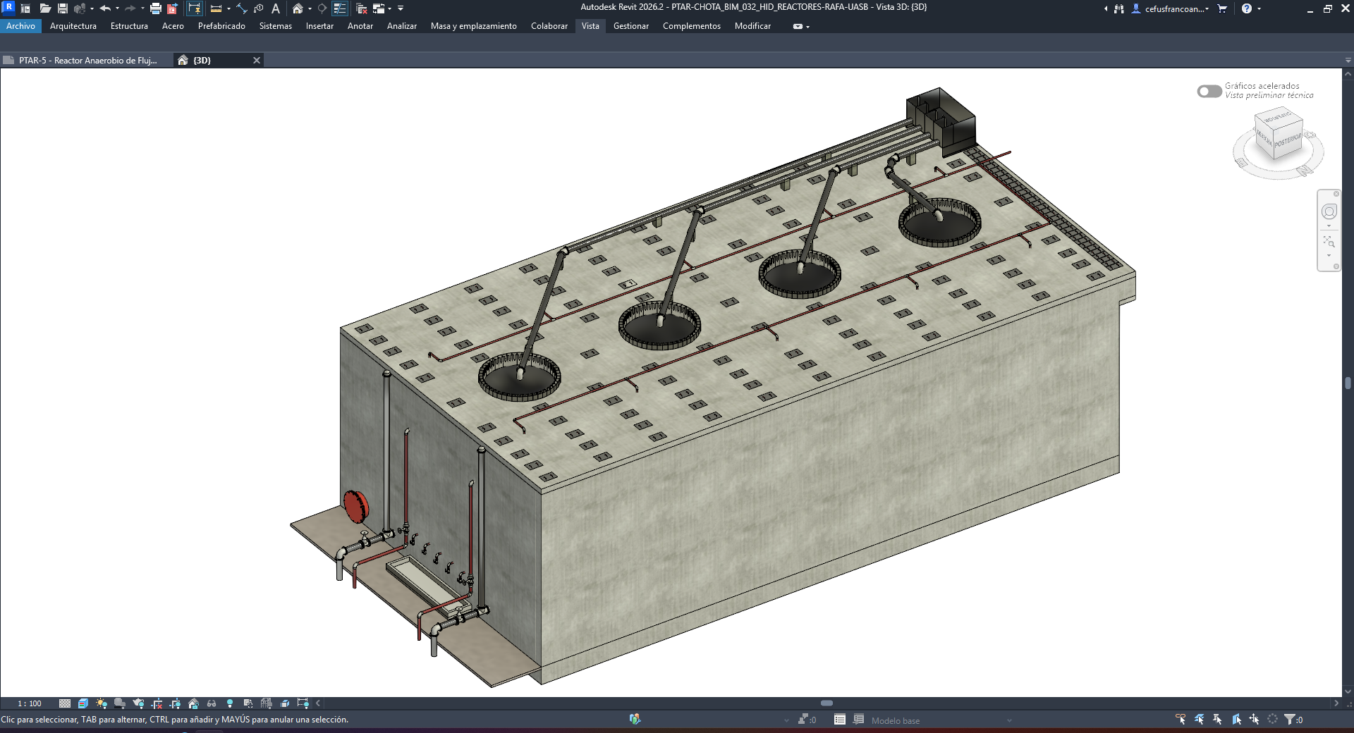 Reactor UASB — vista 3D