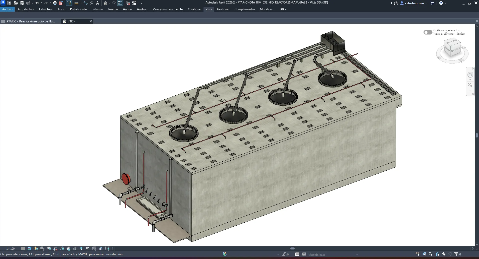Reactor UASB — vista 3D