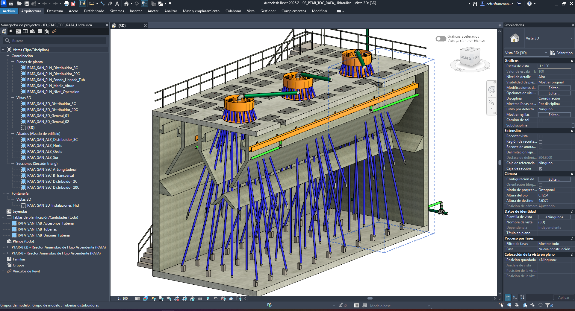 Vista 3D — detalle del reactor RAFA